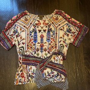 Anthropologie Multicolor Patterned Blouse with Embroidery
